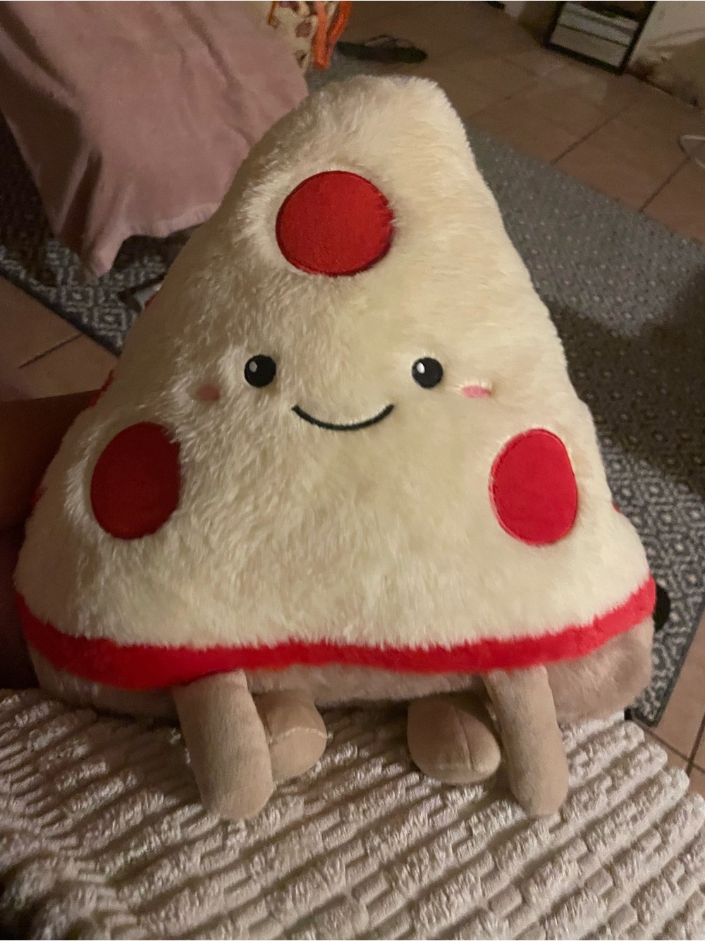 Plush Pizza Slice Toy - Cream & Red Cute Pizza Plush for Kids
